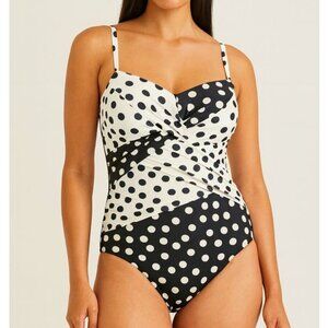 Lands’ End Women’s Size 18W SlenderSuit Wrap Bandeau One Piece Swimsuit NWT